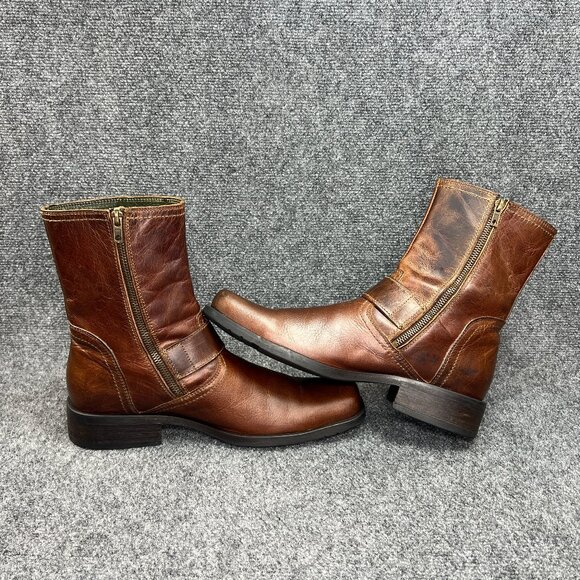 Skechers Motorcycle Boots Men's Size 11 Brown Leather Harness Buckle Square Toe - Picture 7 of 16